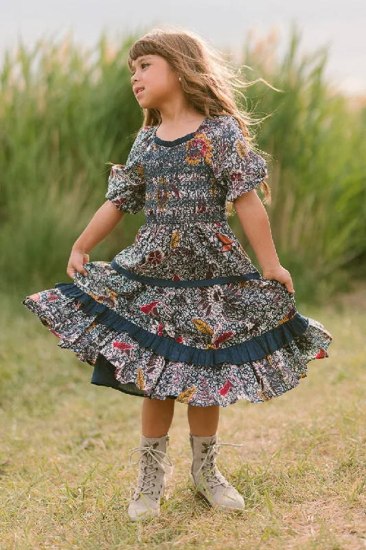Mini Roselyn Dress in Navy Floral